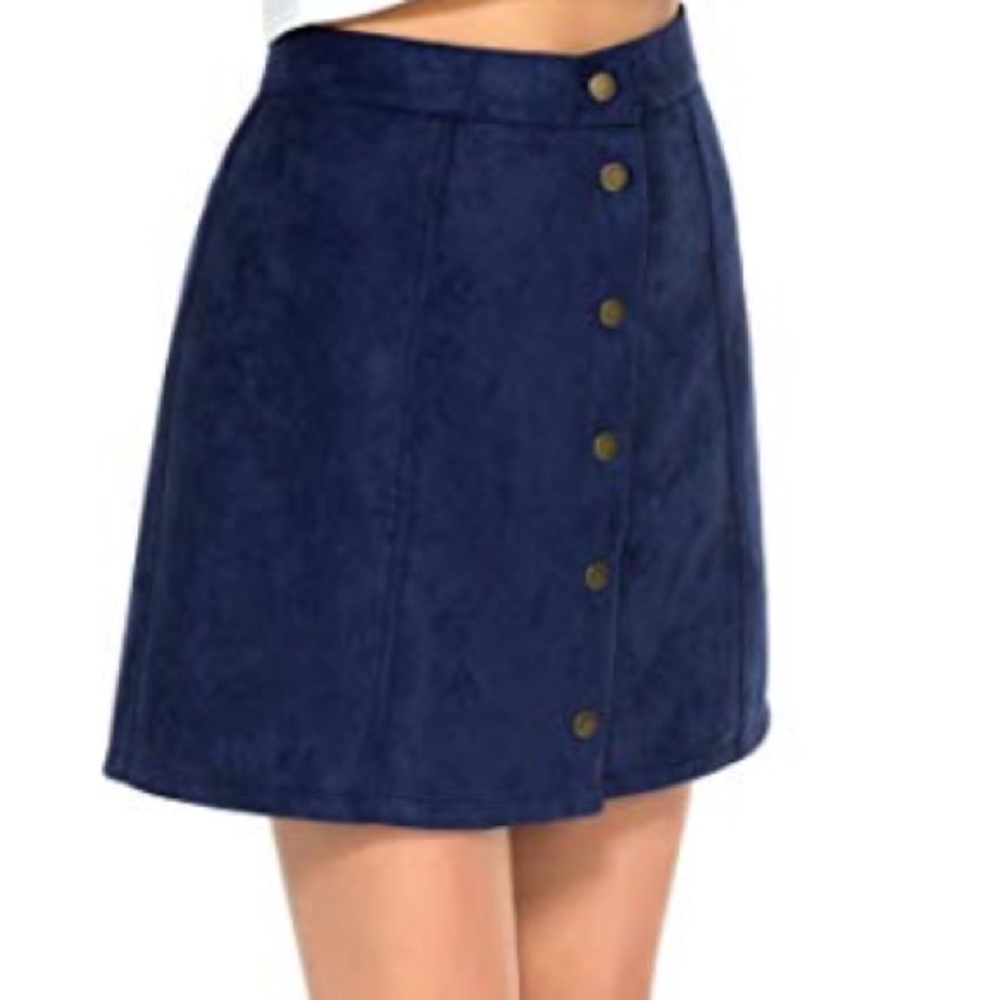 Clothink Button Front High Waist A-Line Mini Skirt
